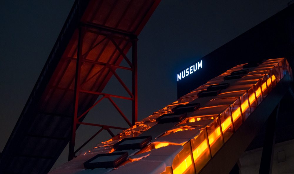 museum, schnee, orange
